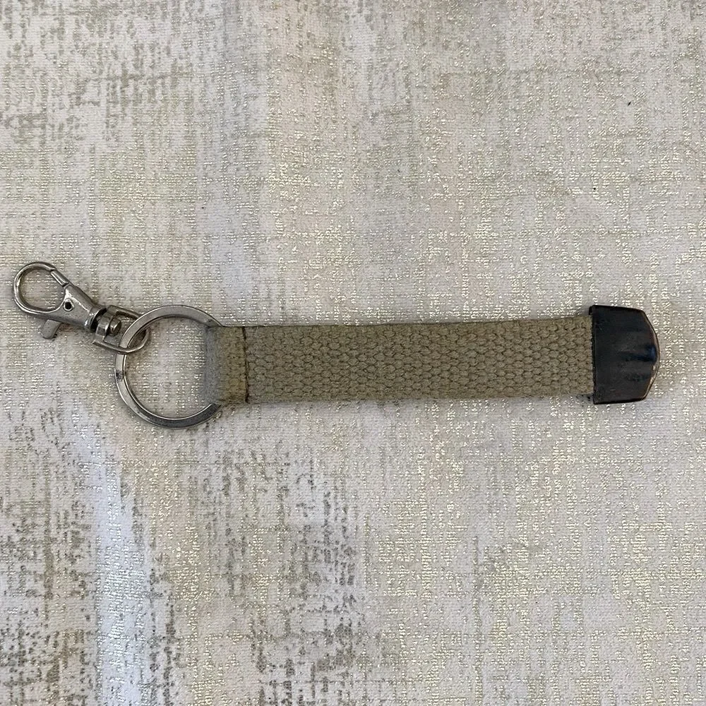 DOLCE & GABBANA Beige Canvas & Metal Keychain with Box & Paperwork. EUC!